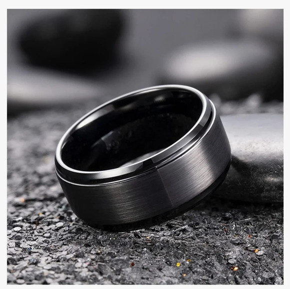 King Will Duo Men's 8mm/10mm Brushed Tungsten Carbide Wedding Ring - Picture 1 of 4
